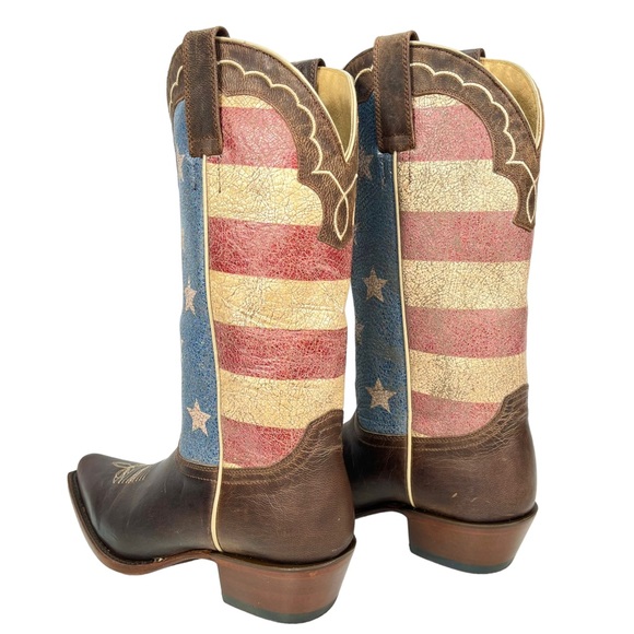 SOLD Shyanne Womens 7.5M Red White & Blue American Flag Western Pull-On Boots - Picture 6 of 12